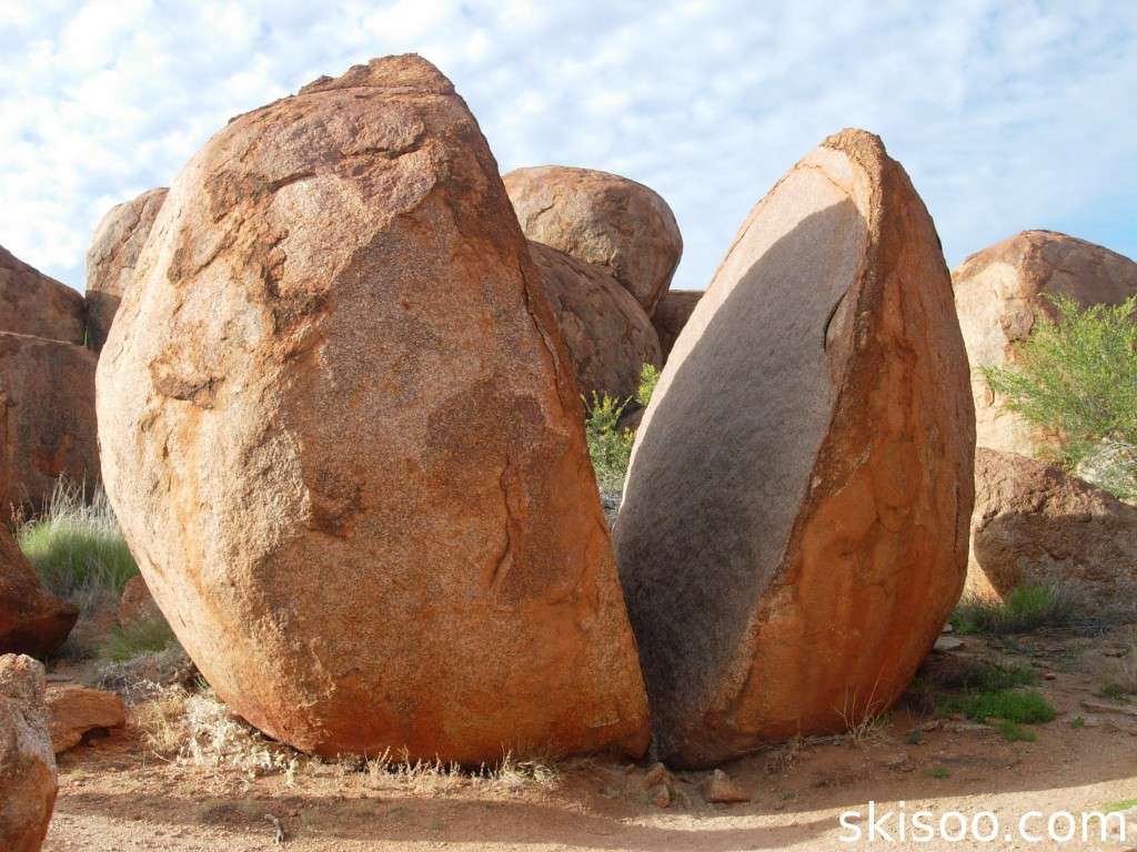 Rock cut in half